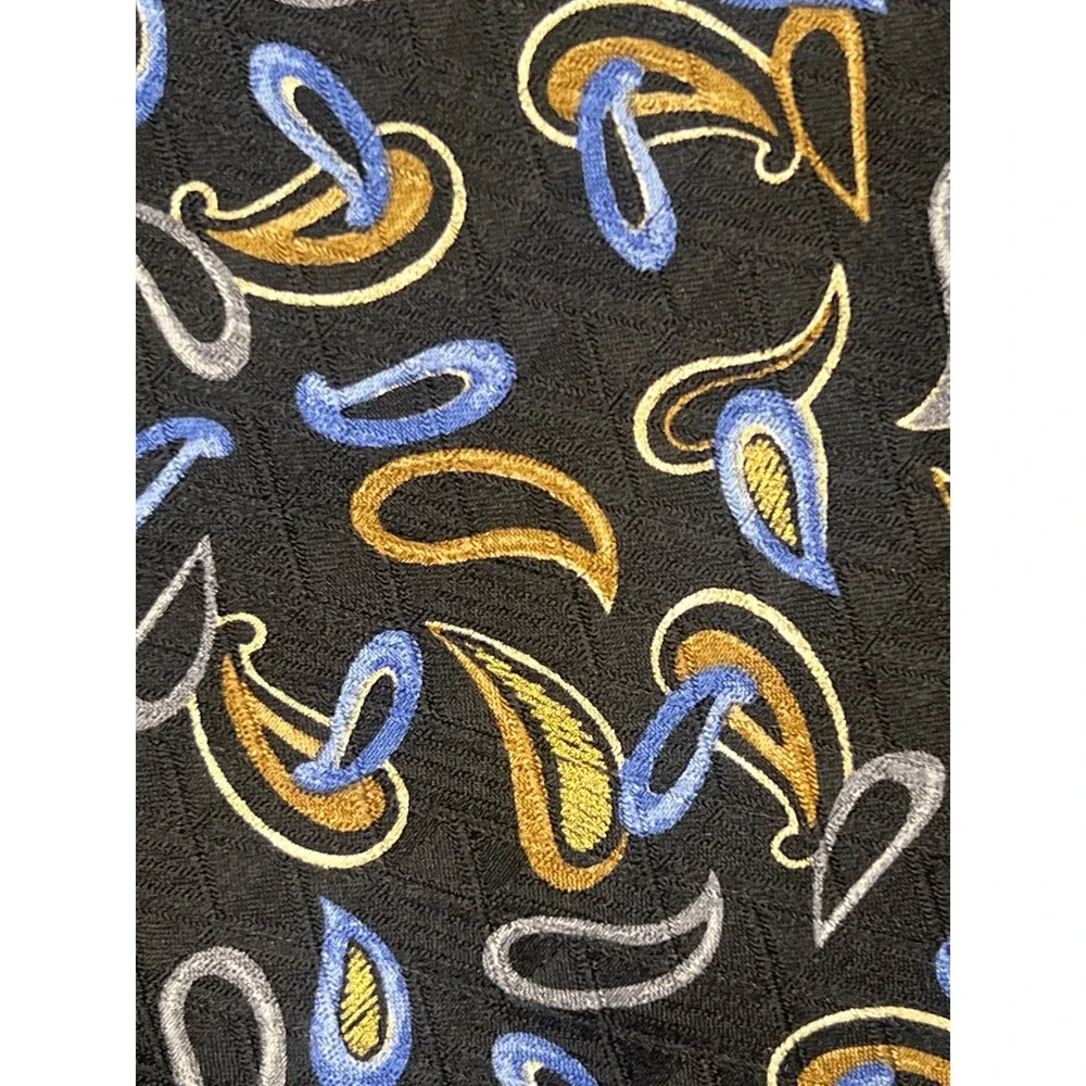 Ferrell Reed Tie Mens OS Black Gold Blue Paisley Silk W.O. Gamble Hand Made USA